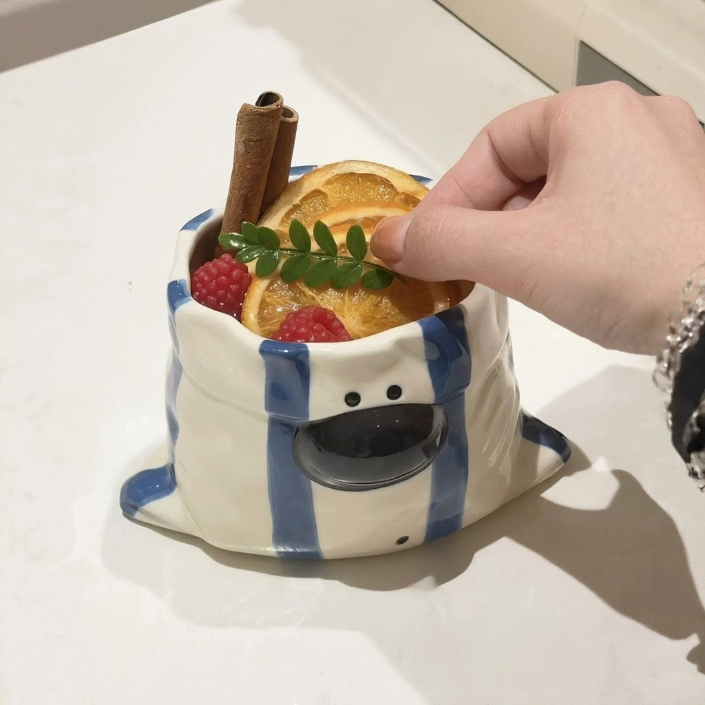 Puppy Bite Ceramic Snack Bowl Cup - Image 1