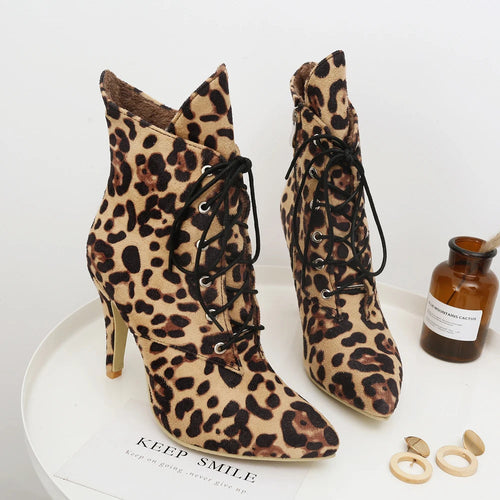 Leopard Design Lace up Women Shoes - Image 0