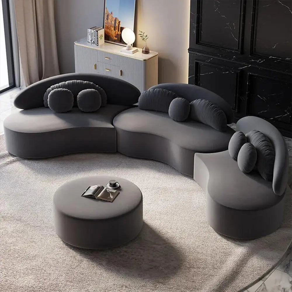 Modern Italian Luxury Curved Modular Sectional Sofa Set