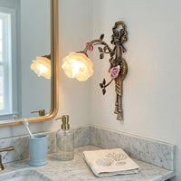 Lantern Garden Vintage Copper Flower Wall Lamp - Image 2