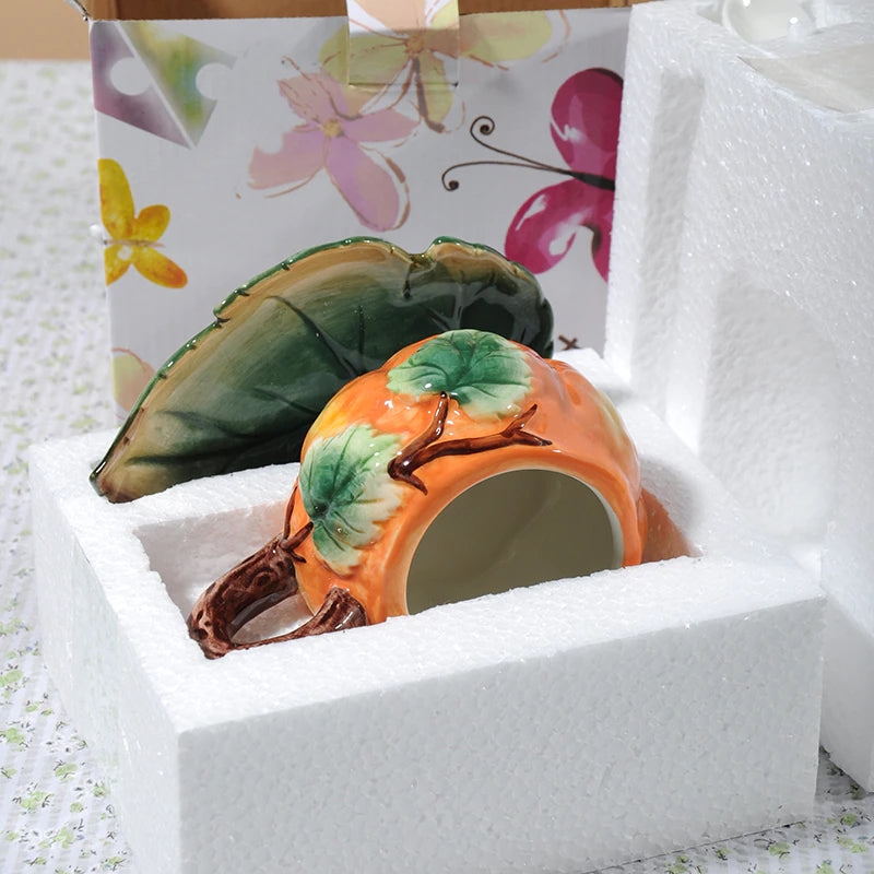 Creative Ceramic Pumpkin Mug Set - Image 2