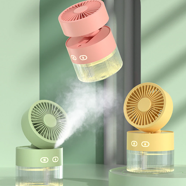 Mini Foldable USB Warm Light Spray Fan - Image 0