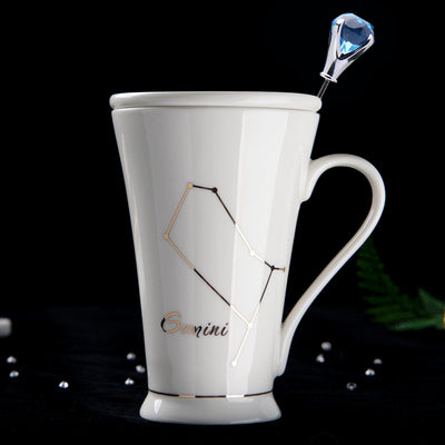 White And Gold Ceramic Coffee mugs with Zodiac Signs - Image 4