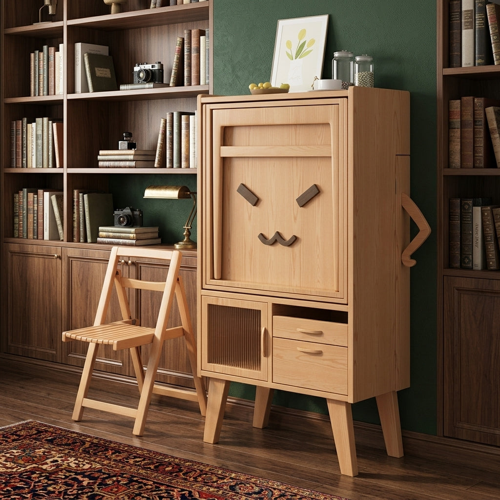 Hideaway Smile Folding Dining Table Storage Cabinet - Image 1