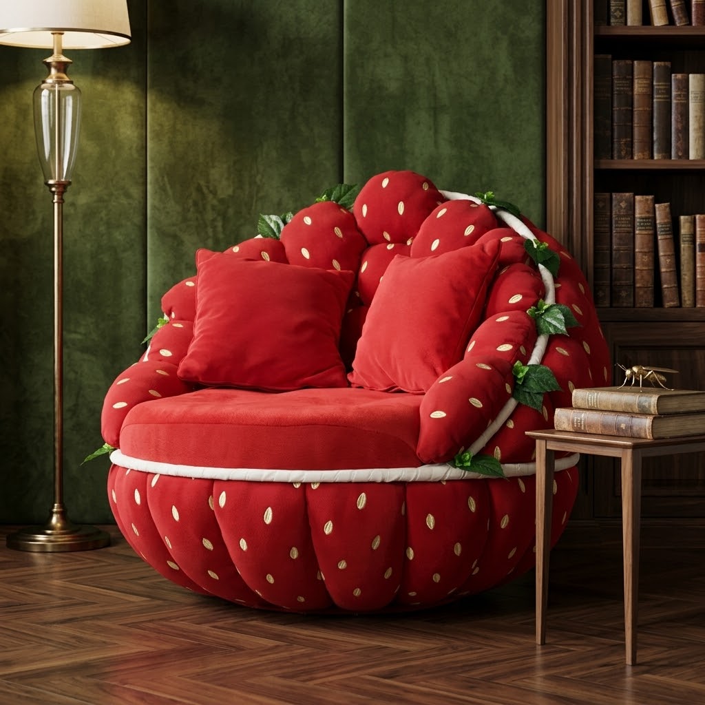 Strawberry Plush Lounge Sofa Chair - Image 3