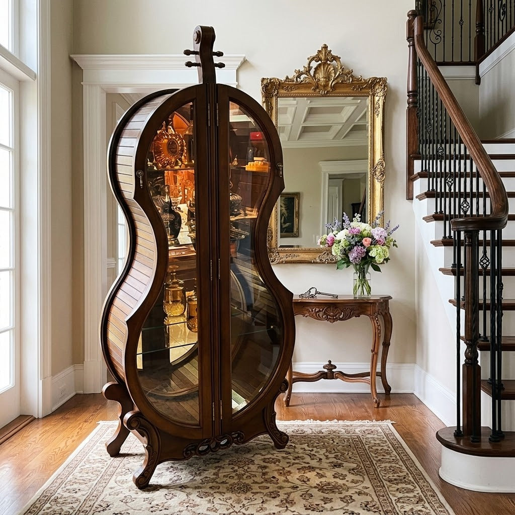 Violin Silhouette Curio Display Cabinet - Image 3