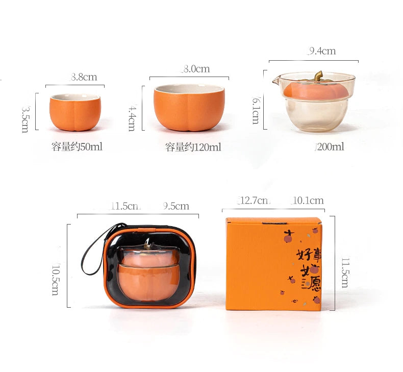 Mini Pumpkin Ceramic Teapot Set