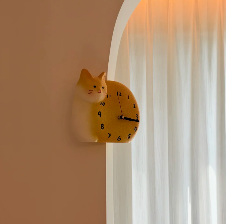 Purrfect Timing 3D Corner Cat Clock