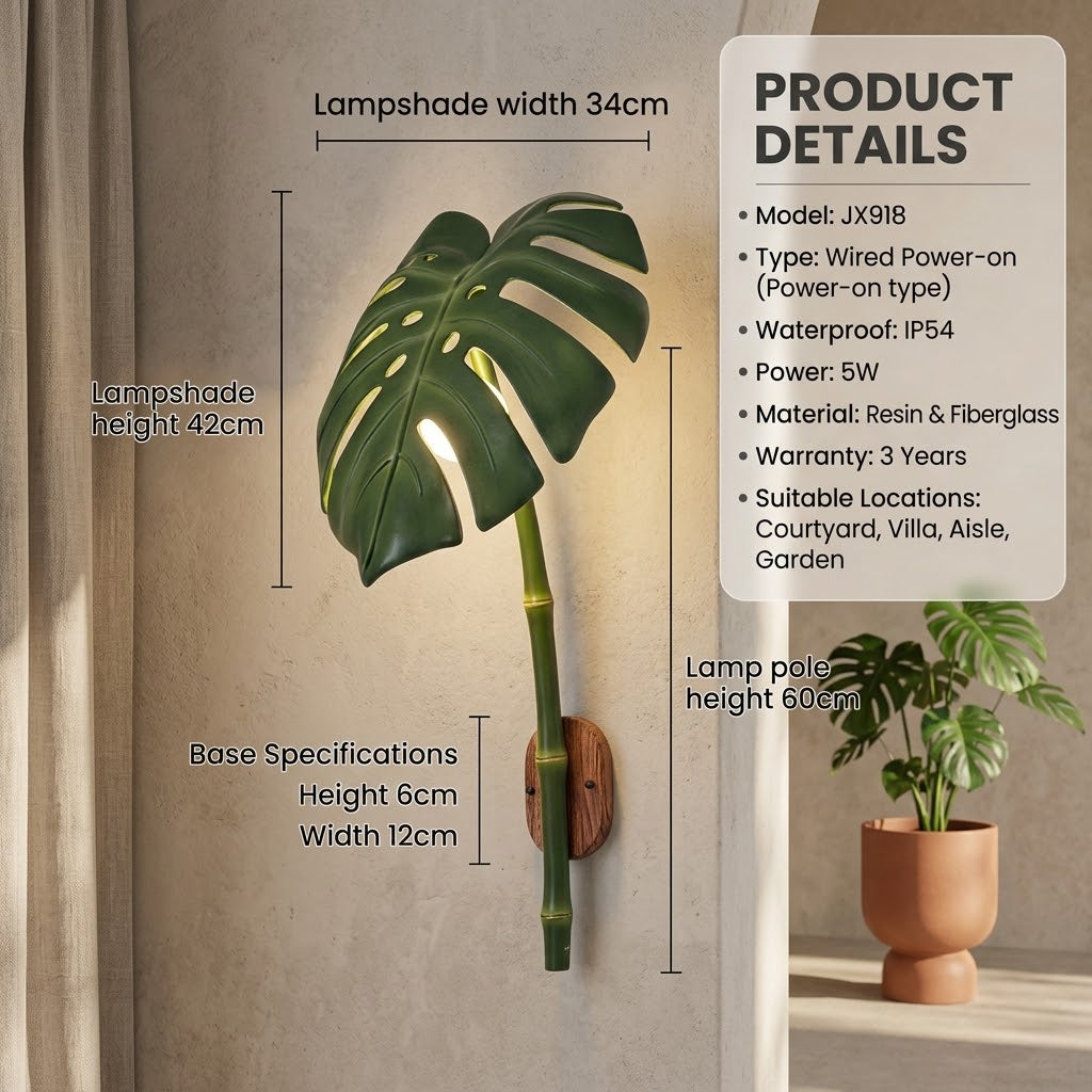 Tea Garden Outdoor Bionic Bamboo Wall Sconce Lamp - Image 3