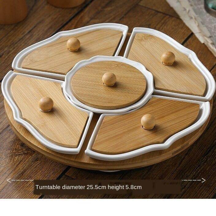 Five Grid Rotating Ceramic Breakfast Platter - Image 11