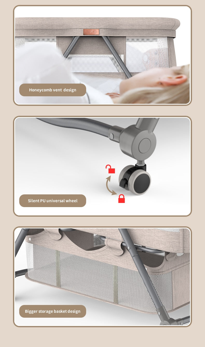 Adjustable Foldable Portable Minimalist Baby Crib - Image 5