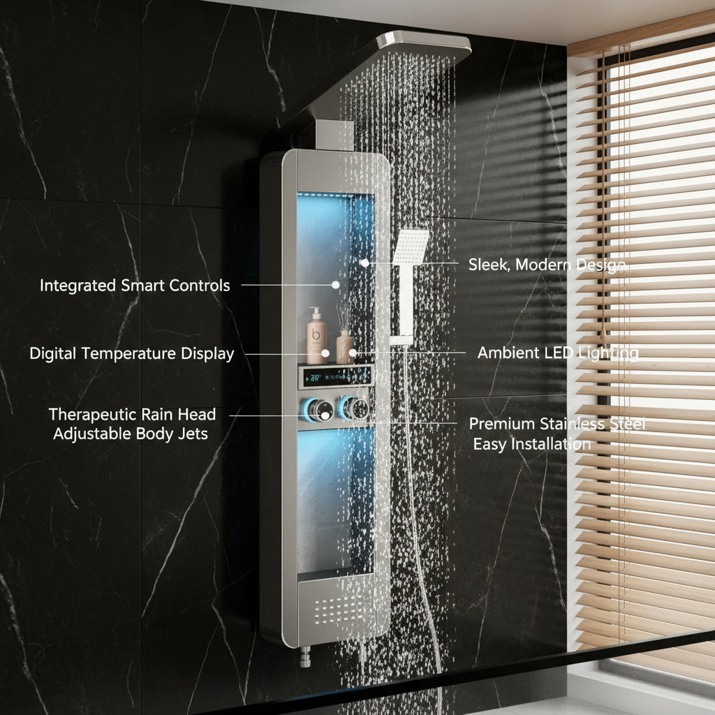 Rainfall Tower Panel Modern Shower Set - Image 3