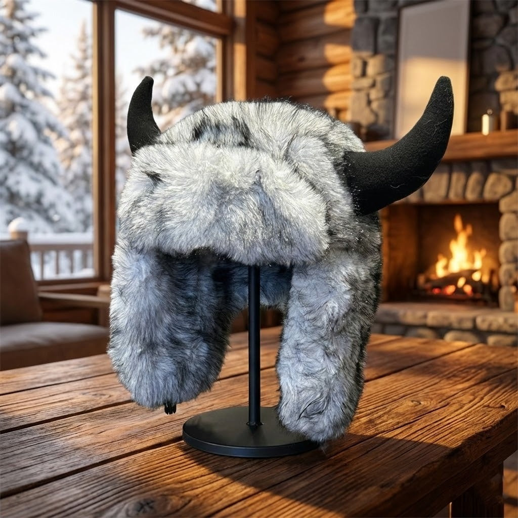 Viking Horn Fur Winter Trapper Hat - Image 7