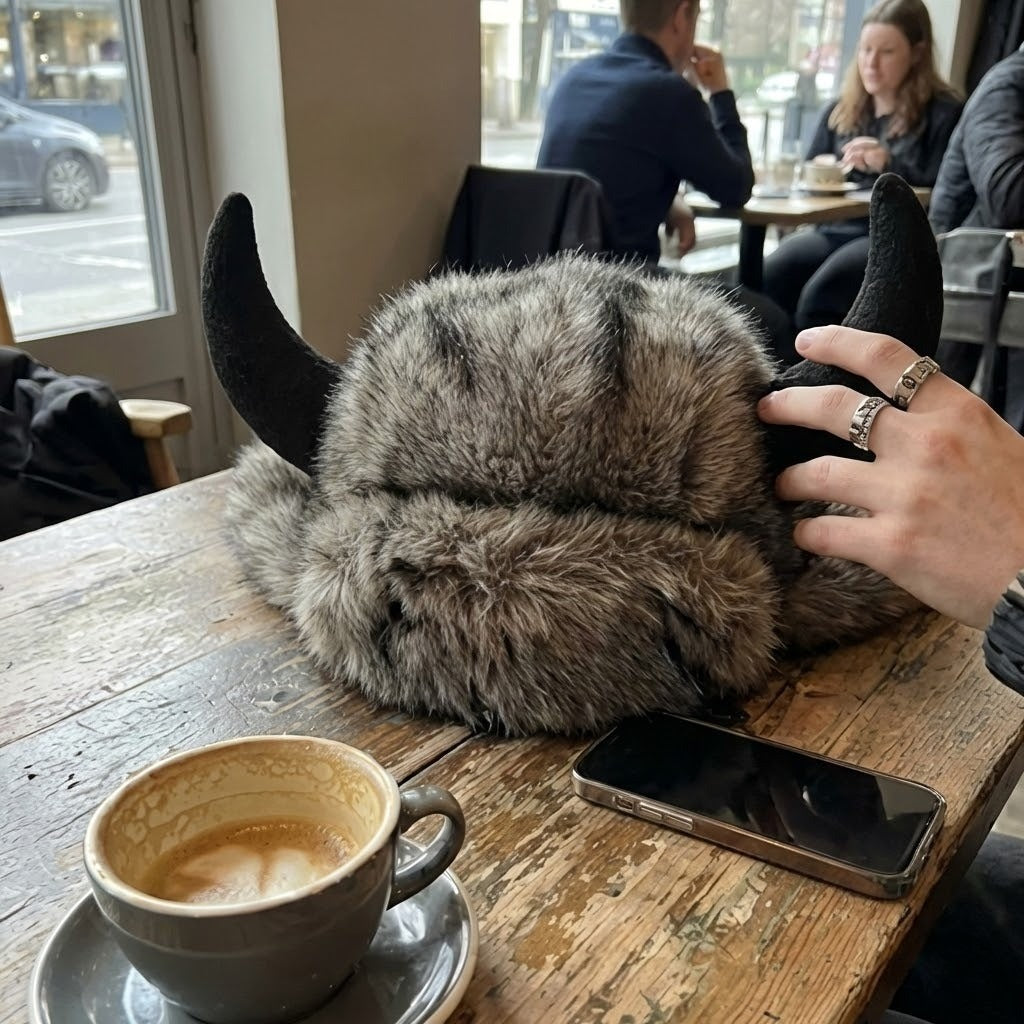 Viking Horn Fur Winter Trapper Hat - Image 4