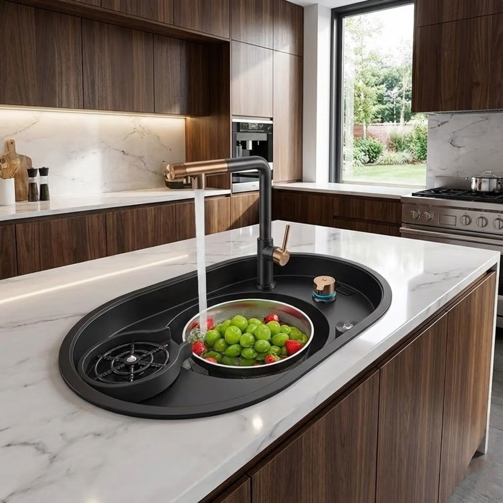 OrbitWash Oval Hidden Cup Wash Island Sink - Image 1