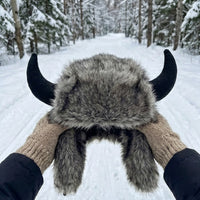 Viking Horn Fur Winter Trapper Hat - Image 2