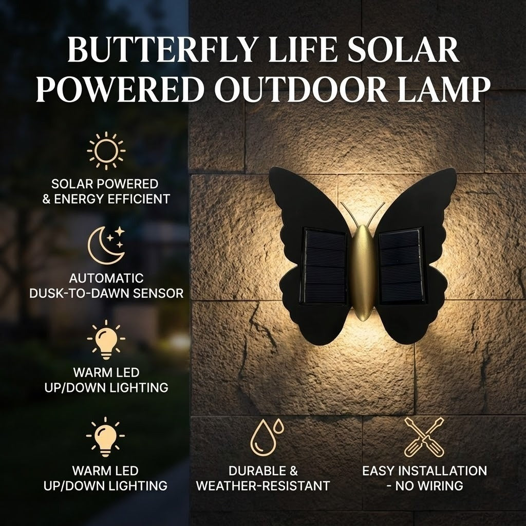 Butterfly Life Solar Powered Outdoor Lamp - Image 2
