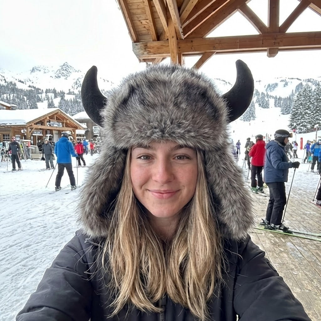 Viking Horn Fur Winter Trapper Hat - Image 0