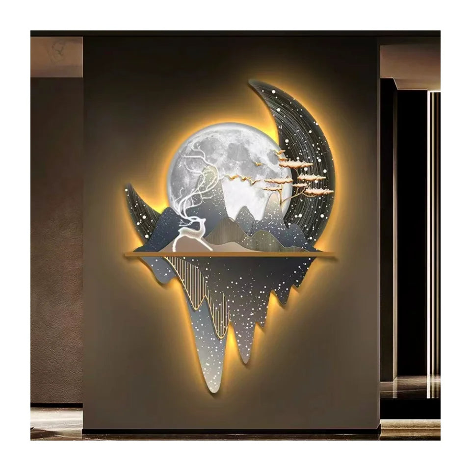 Mystical Forest Moon Glow Landscape LED Wall Canvas Art