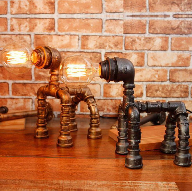 Dog Puppy Iron Pipe Table Lamp