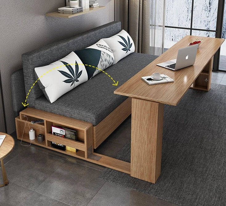 Modern Space Saving Transformable Wooden Foldable Sofa Bed - Image 3