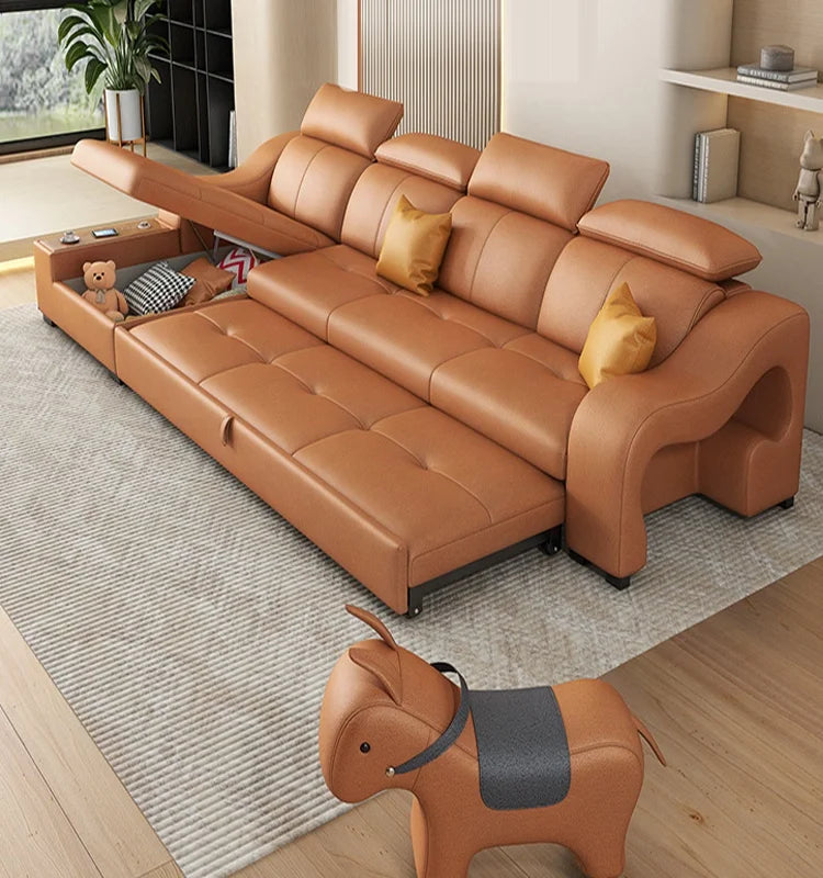 Rideable Seat Sectional Built-In Charging System Modern Sofa