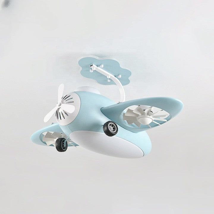 Futuristic Airplane Kids Bedroom Ceiling RC Fan Lamp - Image 1