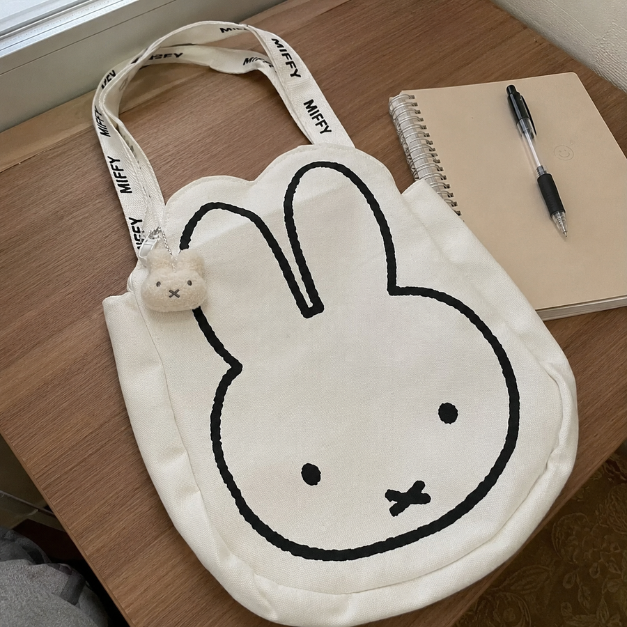 Marshmallow White Bunny Kawaii Canvas Tote Bag