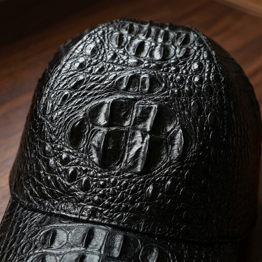 Crocodile Texture Leather Baseball Cap - Image 1