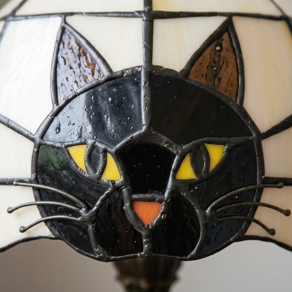 Midnight Cat Stained Glass Table Lamp - Image 2