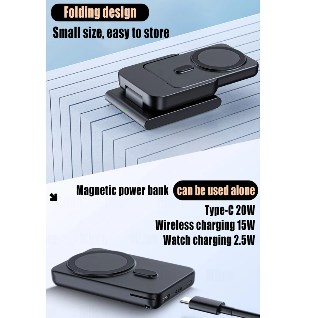 3in1 Magnetic Fast Charging Magsafe Power Bank Station