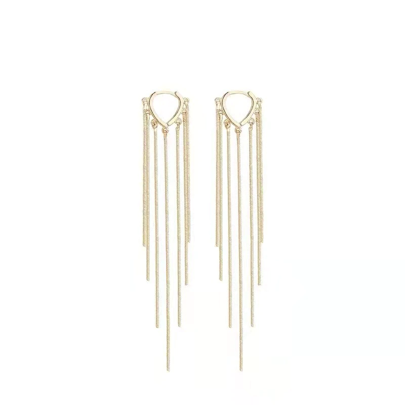Korean Style Long Tassel Drop Heart Earrings - Image 3