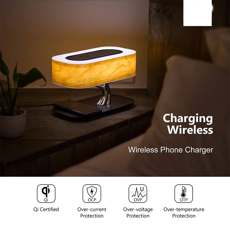 Japanese Style Dimmable Bluetooth Speaker Wireless Charger Desk Lamp - Image 1