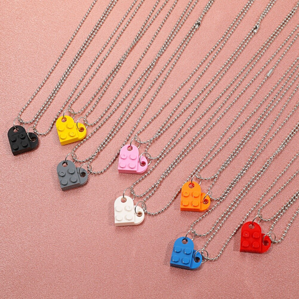 Couples Love Toy Brick Heart Keychain