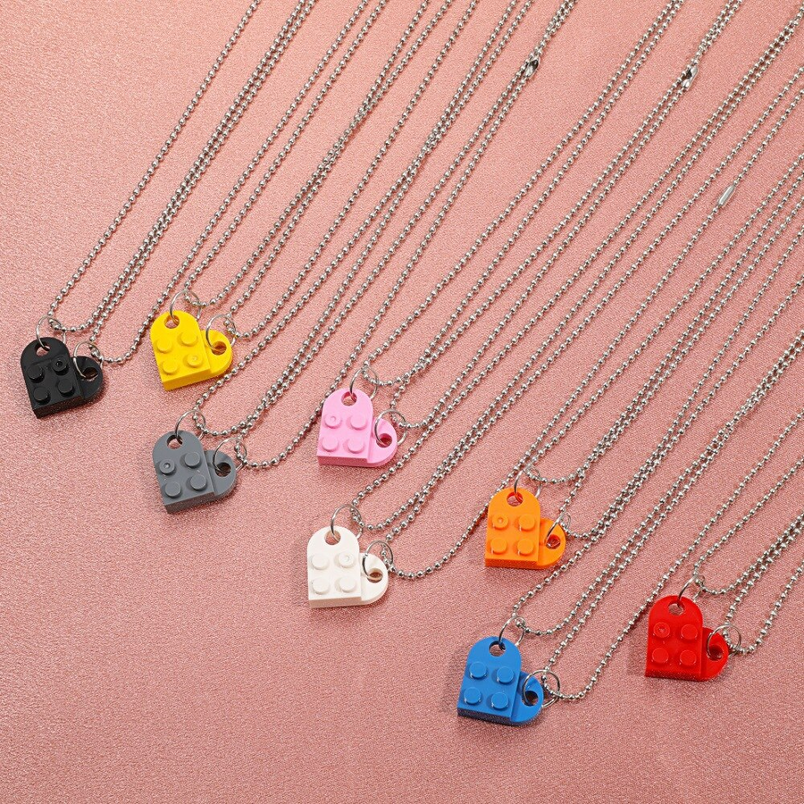 Couples Love Toy Brick Heart Keychain - Image 4