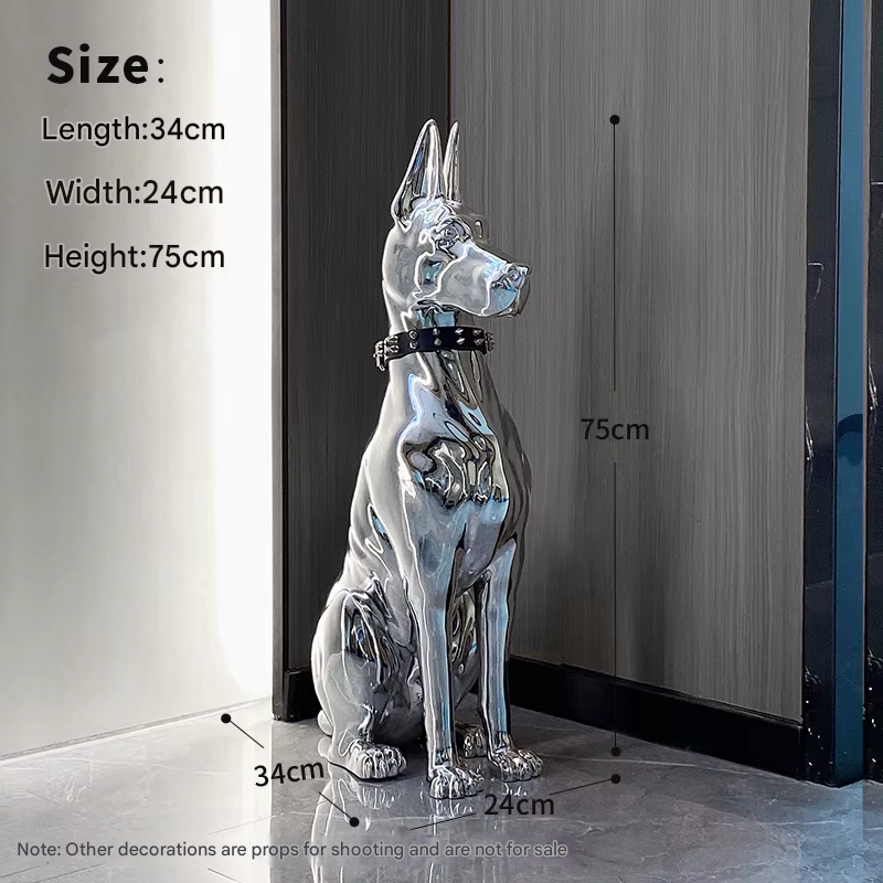 Shiny Doberman Elegant Floor Sculpture - Image 7
