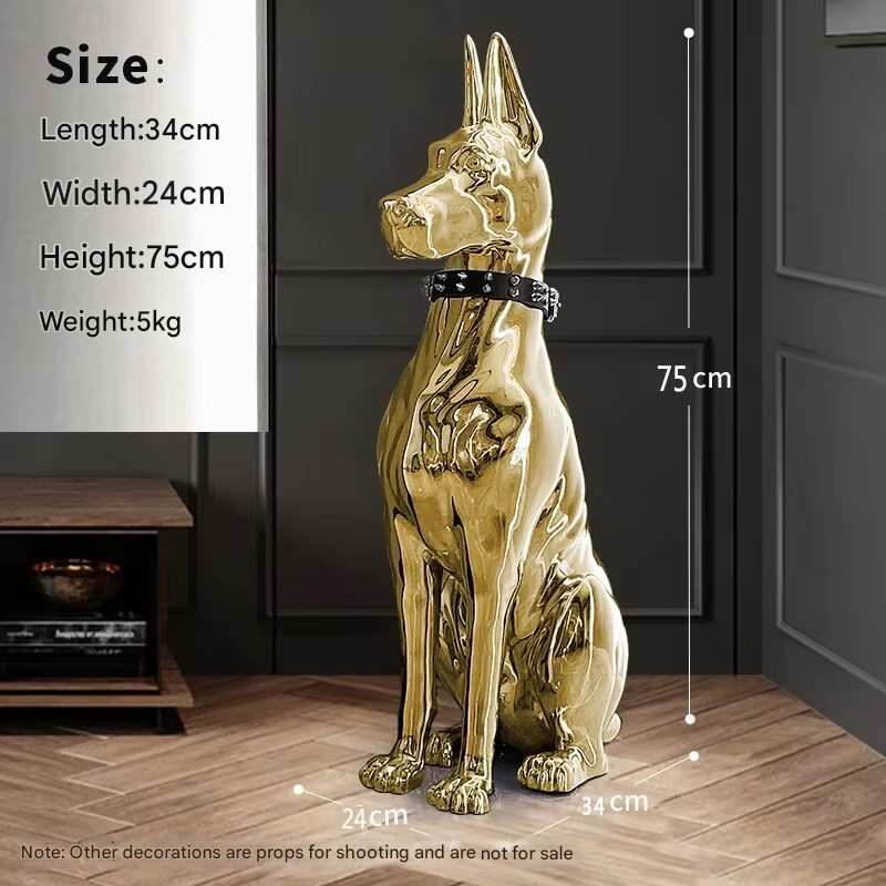Shiny Doberman Elegant Floor Sculpture - Image 6