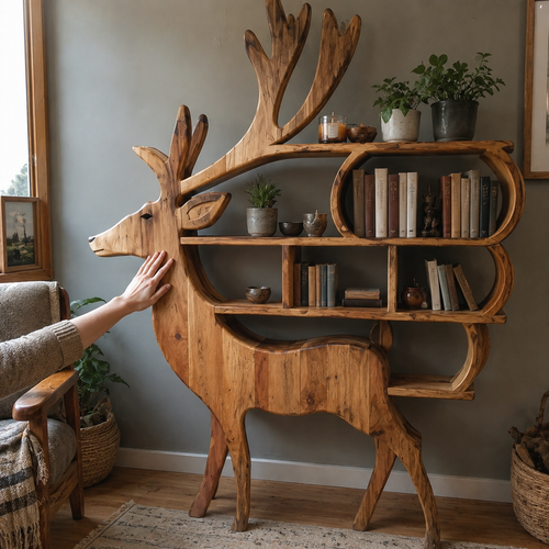 Forest Guardian Deer Wall Storage Shelf