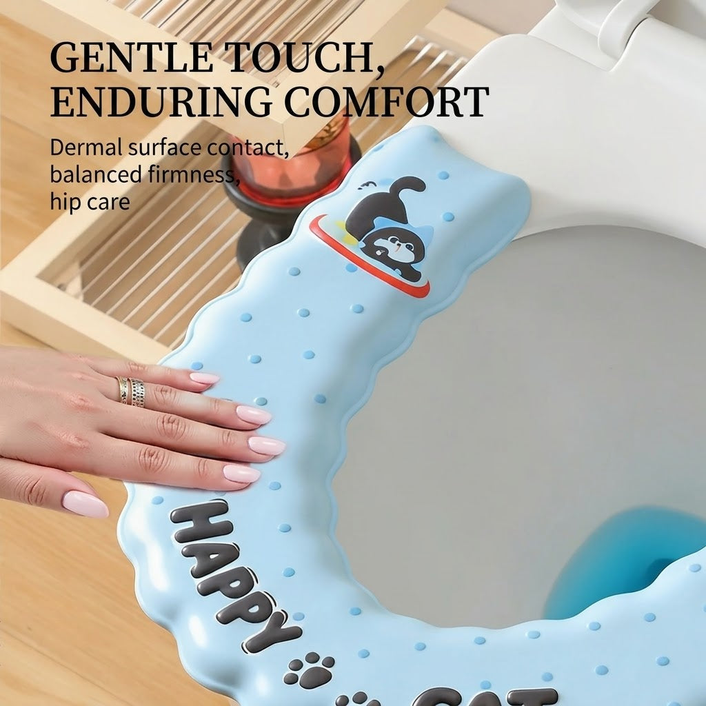 Cat-Print Waterproof Toilet Seat Cushion Cover - Image 2