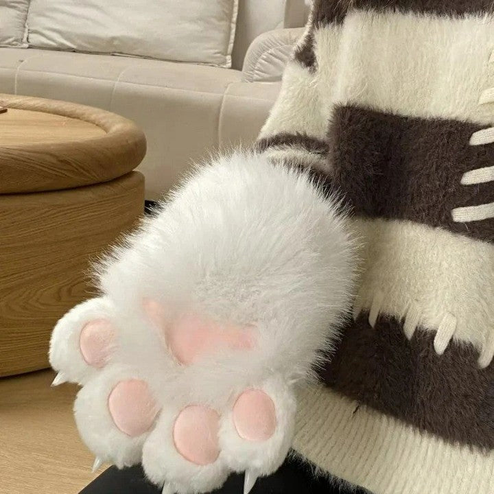 Padded Furry Paw Winter Hand Gloves - Image 2