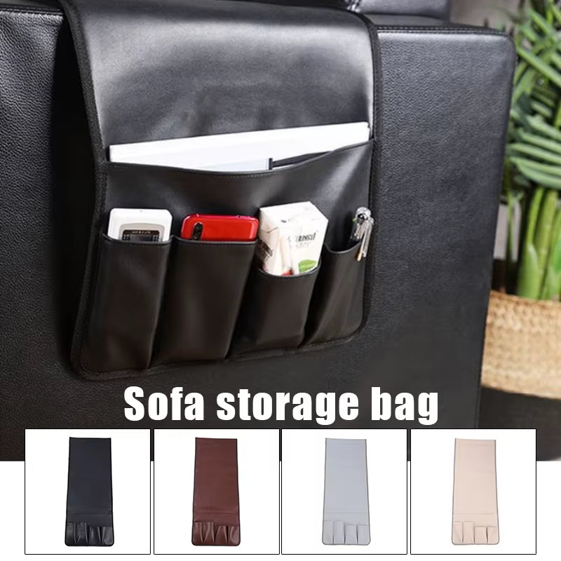Non-slip 5 Pockets Leather Arm Rest Chair Organizer - Image 1