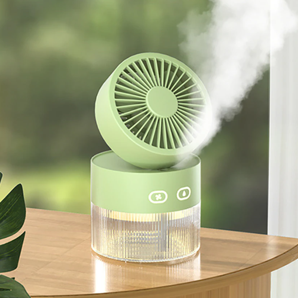 Mini Foldable USB Warm Light Spray Fan - Image 1
