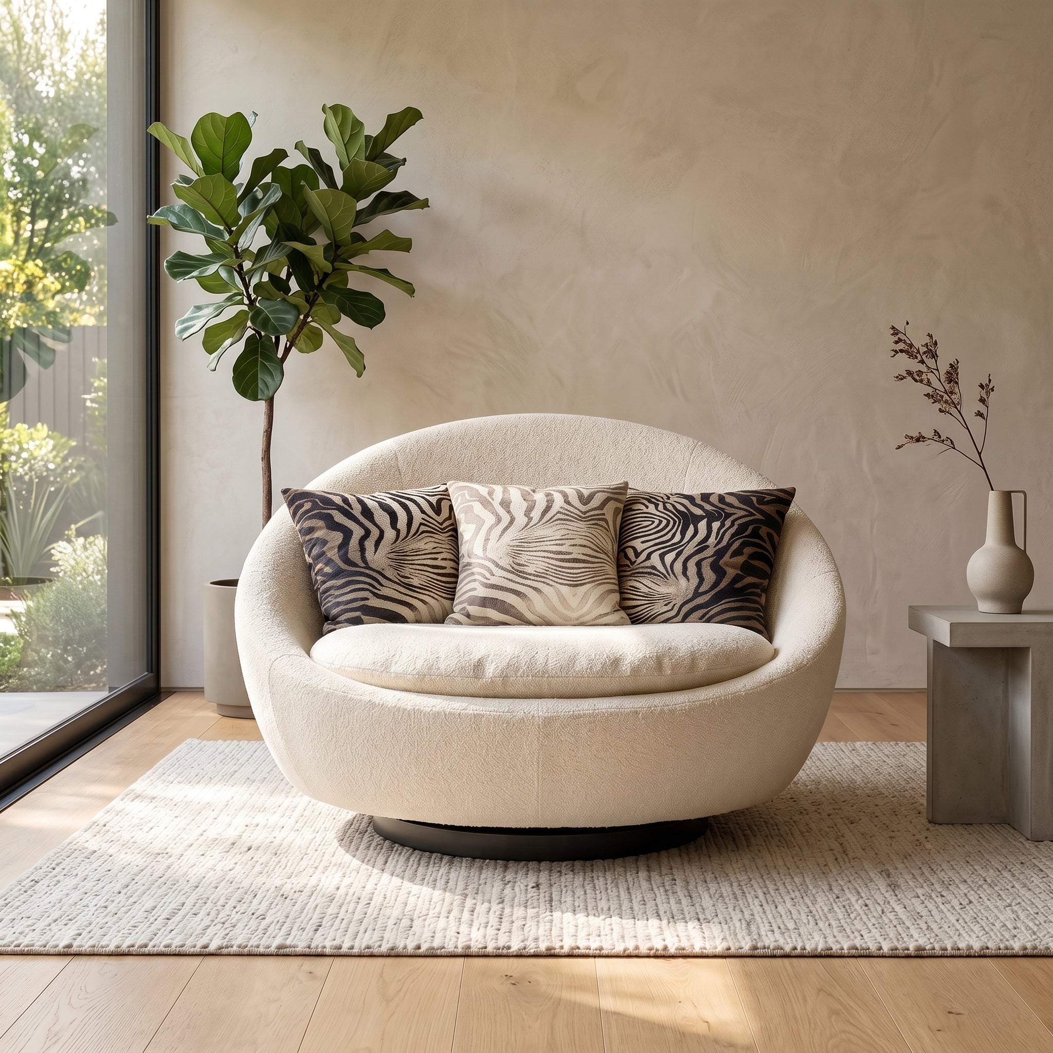 Ovetto Round Egg-Shaped Swivel Lounge Sofa Chair - Image 1