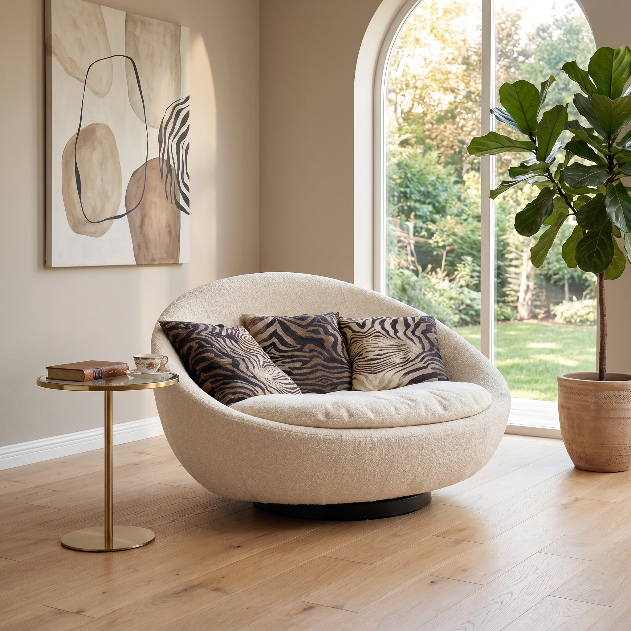 Ovetto Round Egg-Shaped Swivel Lounge Sofa Chair - Image 4