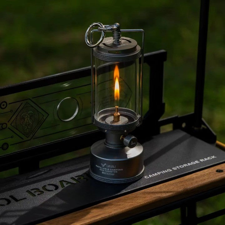 Old World Glass Flame Camping Lantern - Image 0