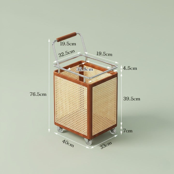 Nordic Rattan Style Rolling Storage Basket - Image 8