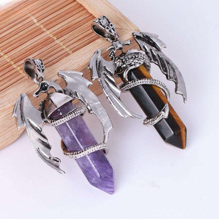 Bohemian Style Natural Mystic Gemstone Dragon Necklace - Image 2
