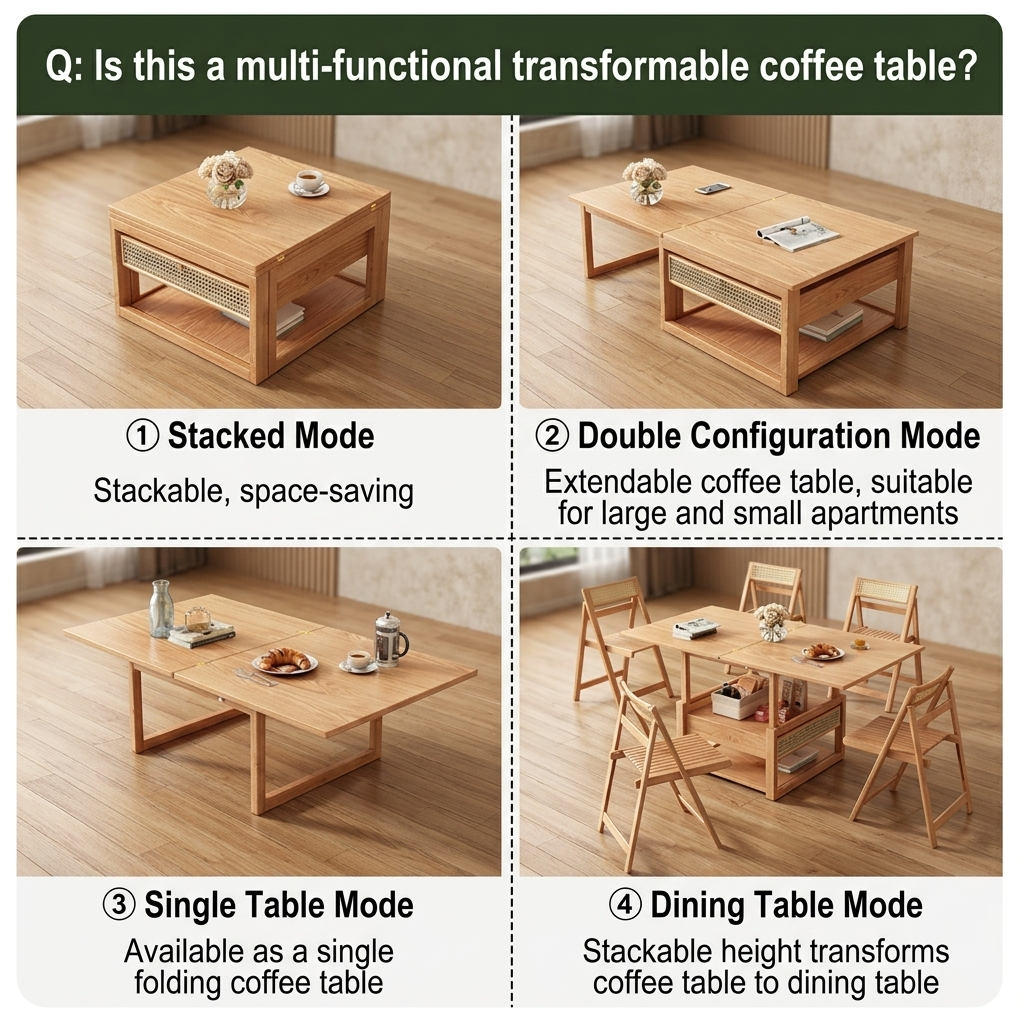 Zen Frame Modular Design Wood Tea Table - Image 2
