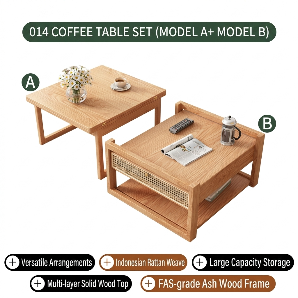 Zen Frame Modular Design Wood Tea Table - Image 6