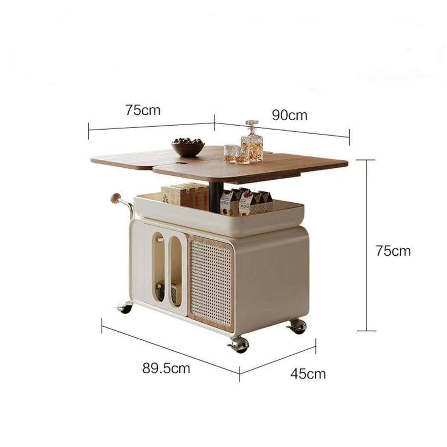 Vintage Style Lift-Top Hidden Storage Coffee Work Table - Image 8